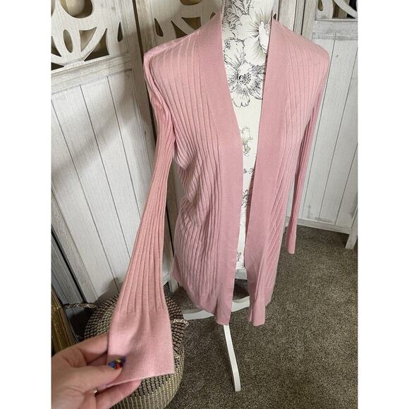 LOFT Lightweight Cardigan Women's Small Light Pink Open Front Long Sleeve Top - Picture 2 of 7